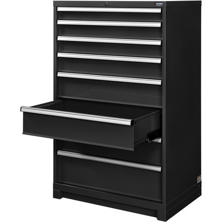 GLOBAL INDUSTRIAL Modular 8 Drawer Cabinet, with Lock, w/o Dividers, 36Wx24Dx57H Black 298470BK